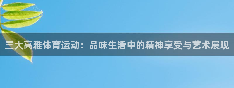 三大高雅体育运动：品味生活中的精神享受与艺术展现
